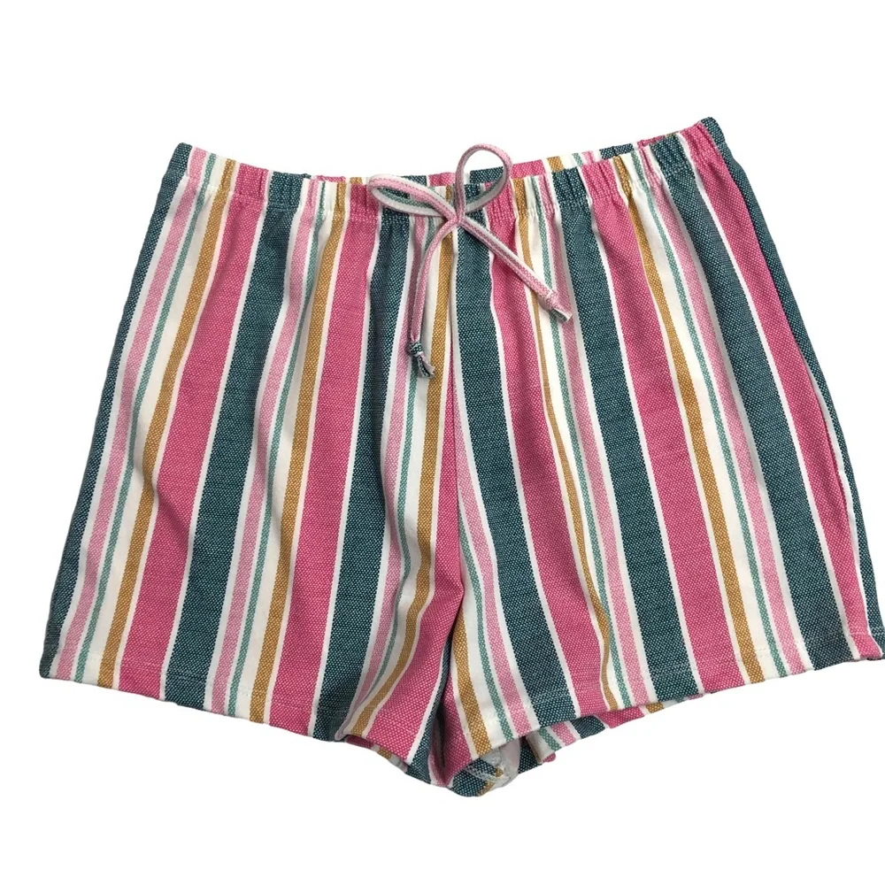 SHOSHO Top Shorts Set Size 10 Pink Stripes Comfortable Elastic Waist